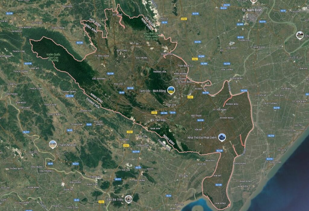 Sơ đồ tổng quan về tỉnh Ninh Bình (Ảnh: Google Maps)